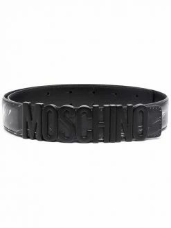 Moschino paint-effect marbled leather belt