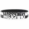 Moschino logo-lettering two-tone leather belt