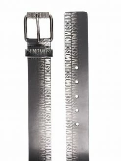 Moschino faded logo-print leather belt