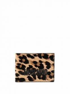 Moschino logo-embroidered leopard-pattern wallet