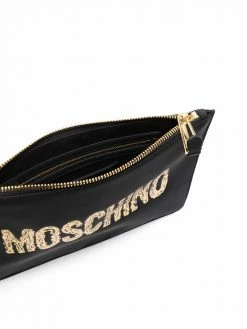 Moschino logo-print clutch bag