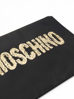 Moschino logo-print clutch bag