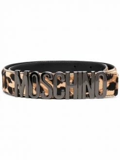 Moschino leopard-print logo-lettered belt