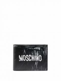 Moschino paint-effect logo-print wallet