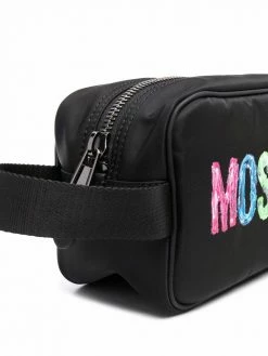 Moschino painted logo-print wash bag
