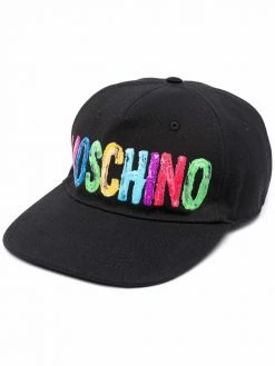 Moschino painted logo-print cap