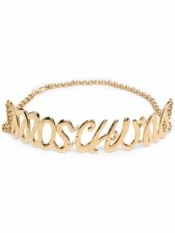 Moschino logo-plaque chain-link belt