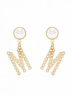 Moschino gem-embellished logo earrings