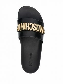 Moschino logo-plaque open-toe slides