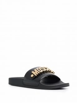 Moschino logo-plaque open-toe slides