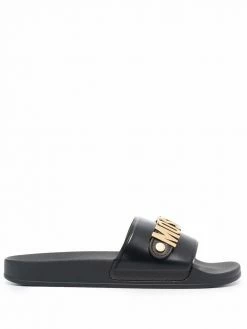 Moschino logo-plaque open-toe slides