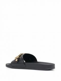 Moschino logo-plaque open-toe slides