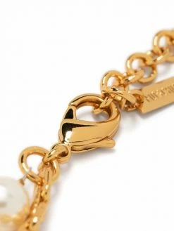 Moschino pearl-and-chain logo pendant necklace