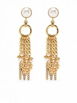 Moschino logo-charm draped earrings