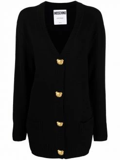 Moschino Teddy-button cashmere cardigan