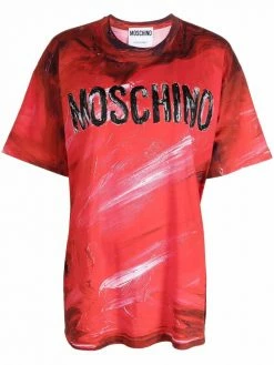 Moschino brushstroke-print logo T-shirt