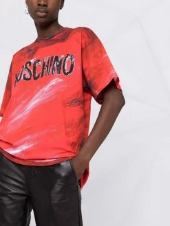 Moschino brushstroke-print logo T-shirt