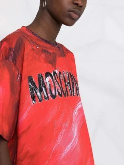 Moschino brushstroke-print logo T-shirt