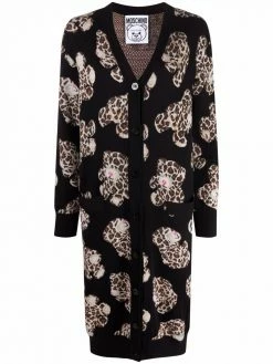 Moschino leopard-print Teddy long cardigan