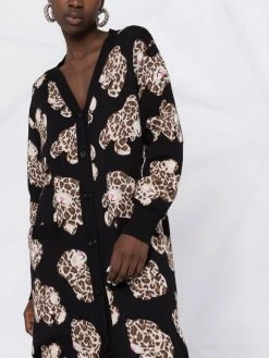 Moschino leopard-print Teddy long cardigan