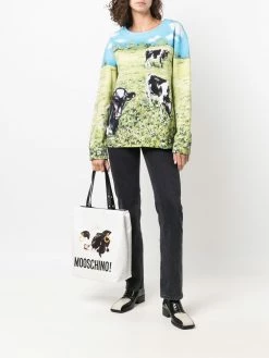 Moschino cow-print tote bag