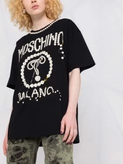 Moschino pearl-embellished short-sleeve T-shirt