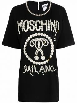 Moschino pearl-embellished short-sleeve T-shirt