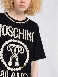 Moschino pearl-embellished short-sleeve T-shirt