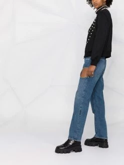 Moschino pearl-embellished zip-up jacket