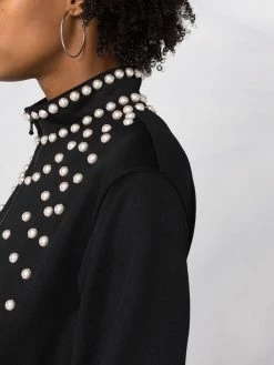 Moschino pearl-embellished zip-up jacket