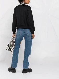 Moschino pearl-embellished zip-up jacket