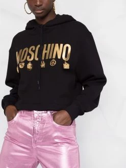 Moschino Iconic charm cropped hoodie