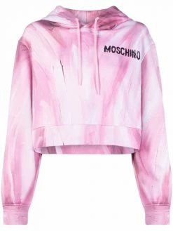 Moschino brushstroke-print cropped hoodie