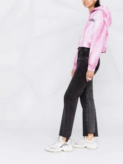 Moschino brushstroke-print cropped hoodie