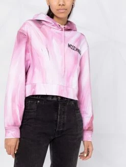 Moschino brushstroke-print cropped hoodie