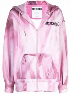 Moschino brushstroke-print zip-up hoodie