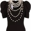 Moschino pearl-embellished short-sleeved blouse