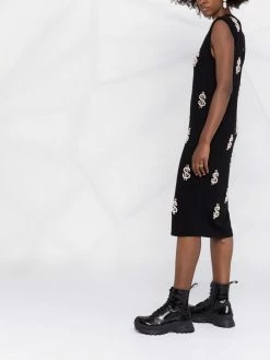 Moschino dollar sign pearl-embellished knitted dress