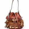 Moschino logo-plaque drawstring shoulder bag