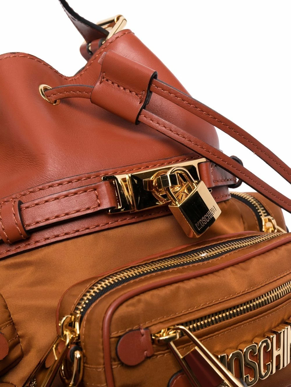 Cheapest ๐ Moschino Logo plaque drawstring shoulder bag โจ 6 Moschino logo-plaque drawstring shoulder bag