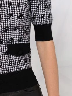 Moschino numbers-print houndstooth knitted top