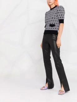 Moschino numbers-print houndstooth knitted top