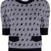 Moschino numbers-print houndstooth knitted top