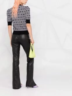 Moschino numbers-print houndstooth knitted top