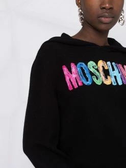 Moschino logo-print knitted hoodie