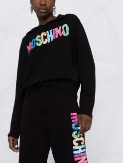 Moschino logo-print knitted hoodie