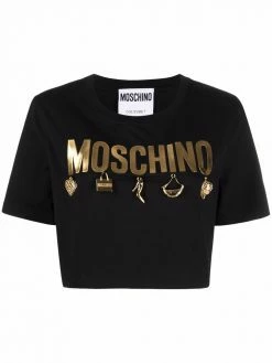 Moschino charms motif logo-print cropped T-shirt