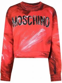 Moschino brushstroke logo-print cropped sweatshirt