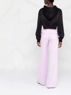 Moschino pearl logo-print cropped hoodie