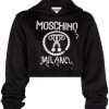Moschino pearl logo-print cropped hoodie